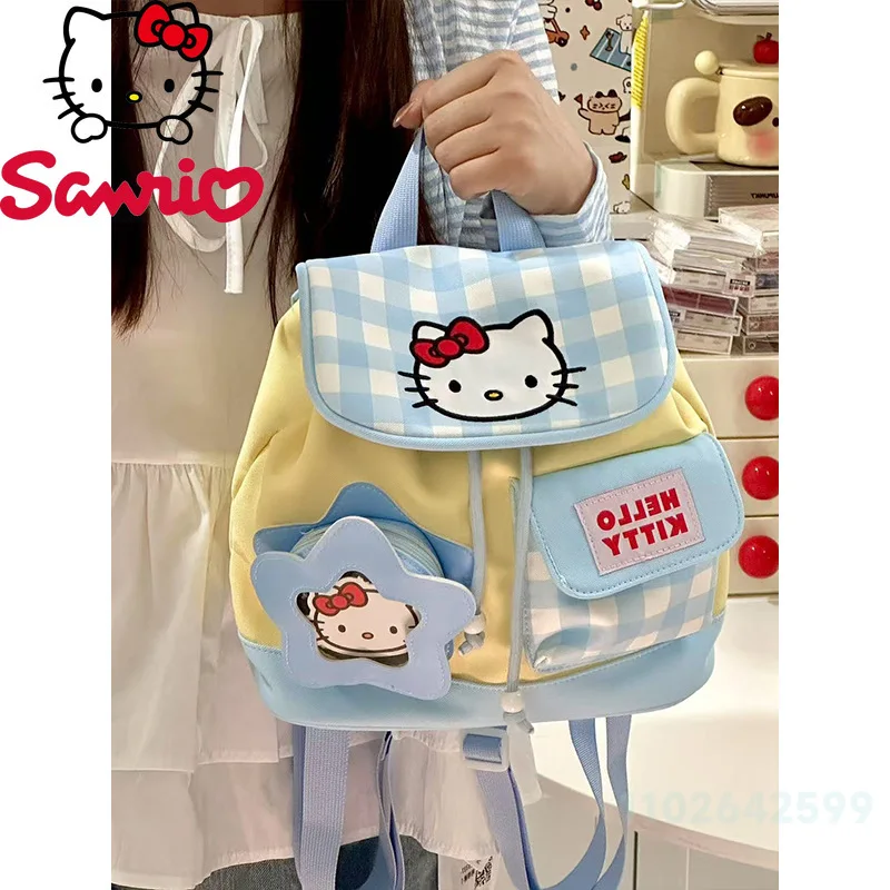 Hello Kitty New Women's Backpack Fashion High Quality Girls' Drawstring Backpack Small Fresh Leisure Girls' Travel Backpack