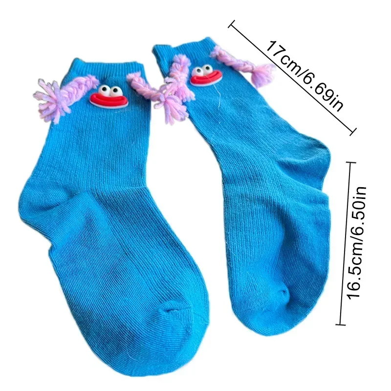 1-20Pairs Quirky Mid-calf Socks Cartoon Pigtail Ugly Doll Sausage Mouth Socks Plush Socks Living Room Bedroom Floor Socks
