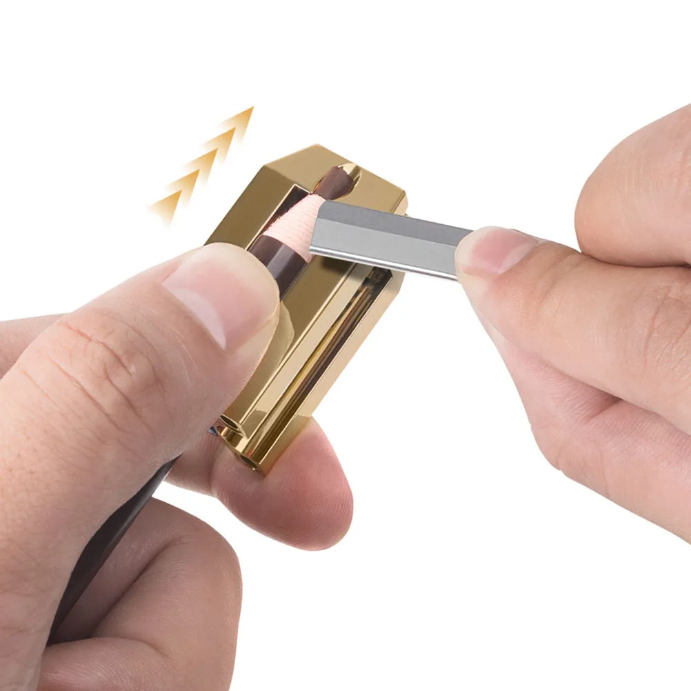 

1pc Eyebrow Sharpener Auxiliary Tool Beauty Pencil Shaper Gold Portable Makeup Pencil for Eyeliner Cosmetics Accessory