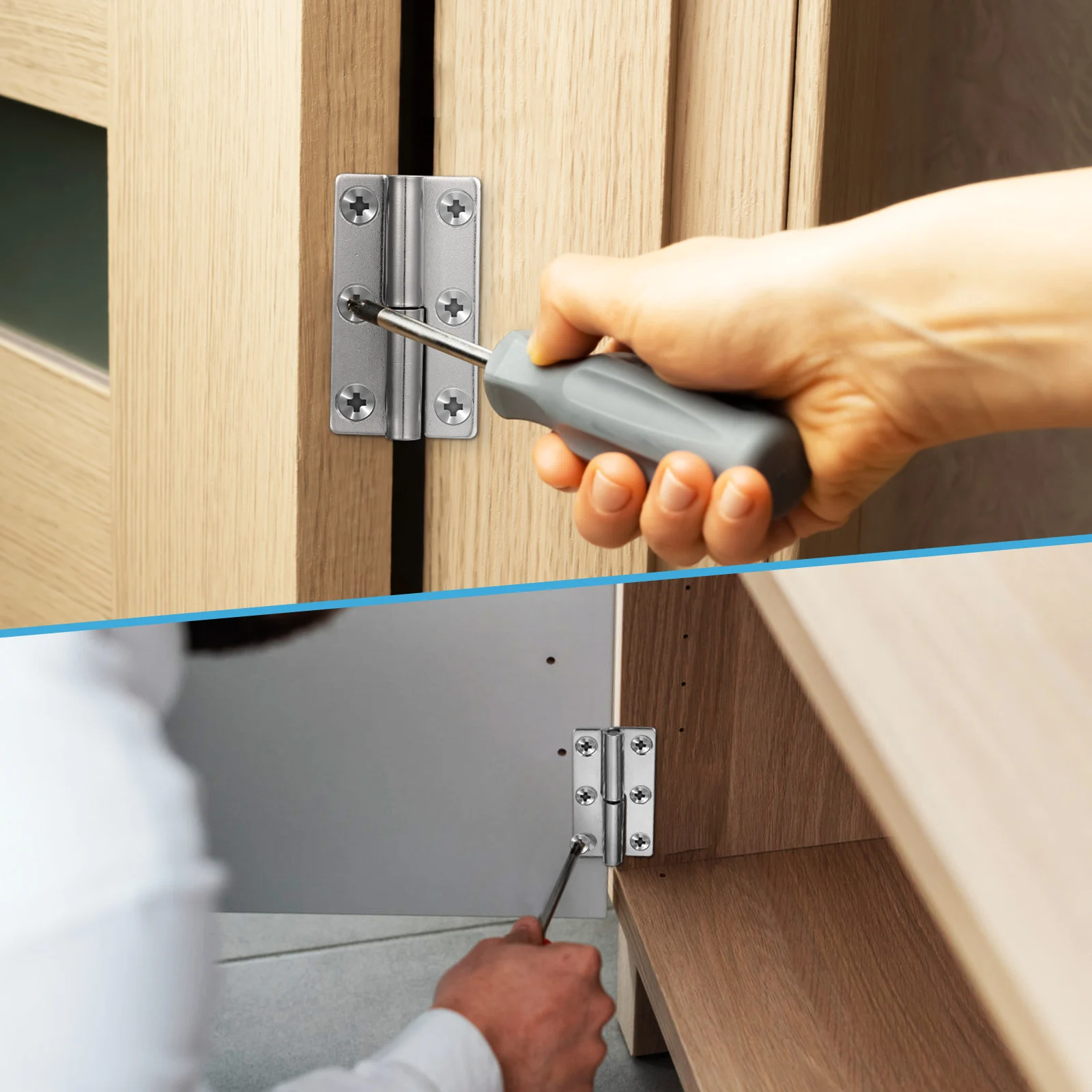 

1Set Door Hinges 304 Stainless Steel Heavy Duty for Indoor Outdoor Doors Cabinets Wardrobes Shutters with Screws Durable