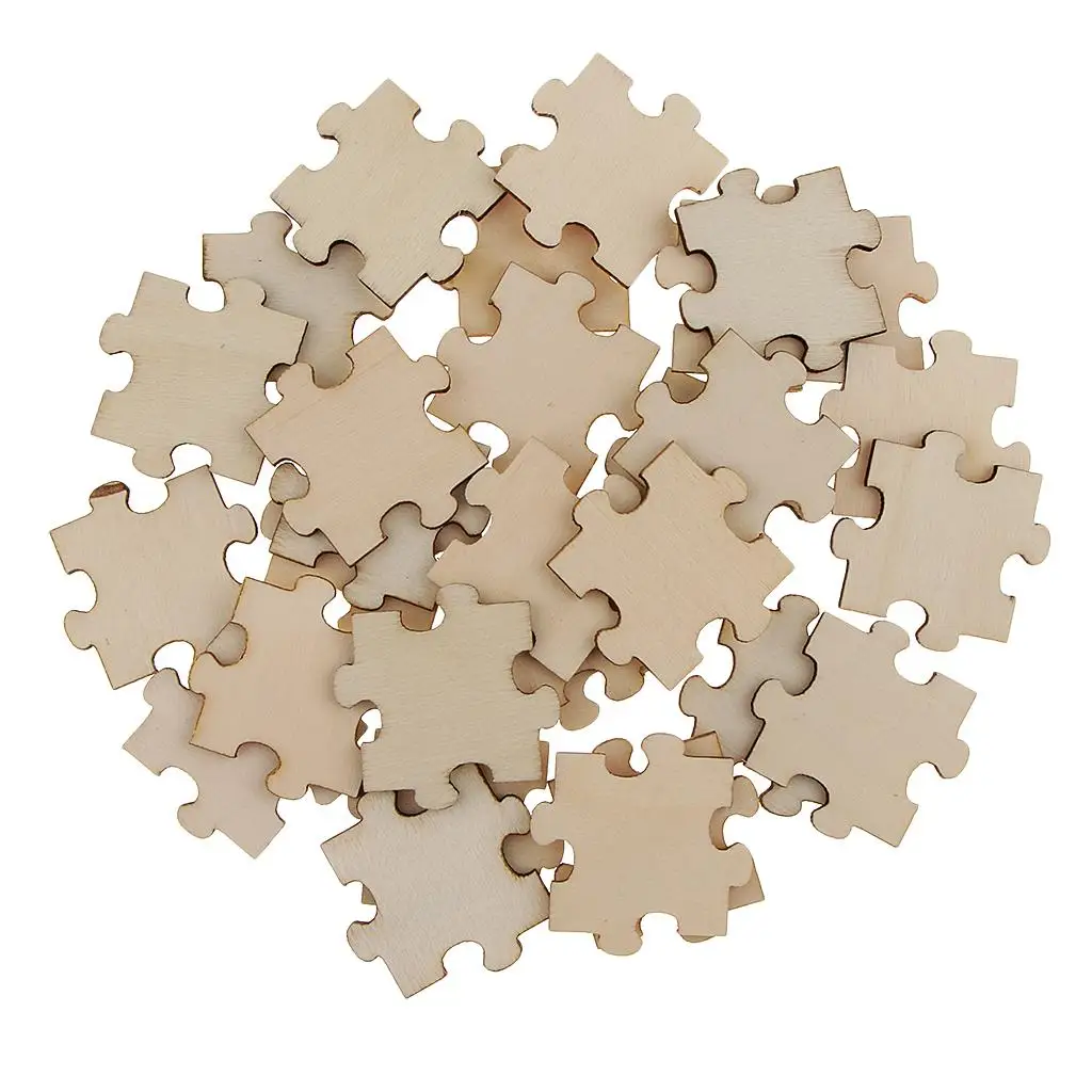 50 Pieces 40 Mm Blank Wooden Puzzle Embellishments Decorations Unfinished Wood Crad Making Wood Slices DIY Arts Crafts