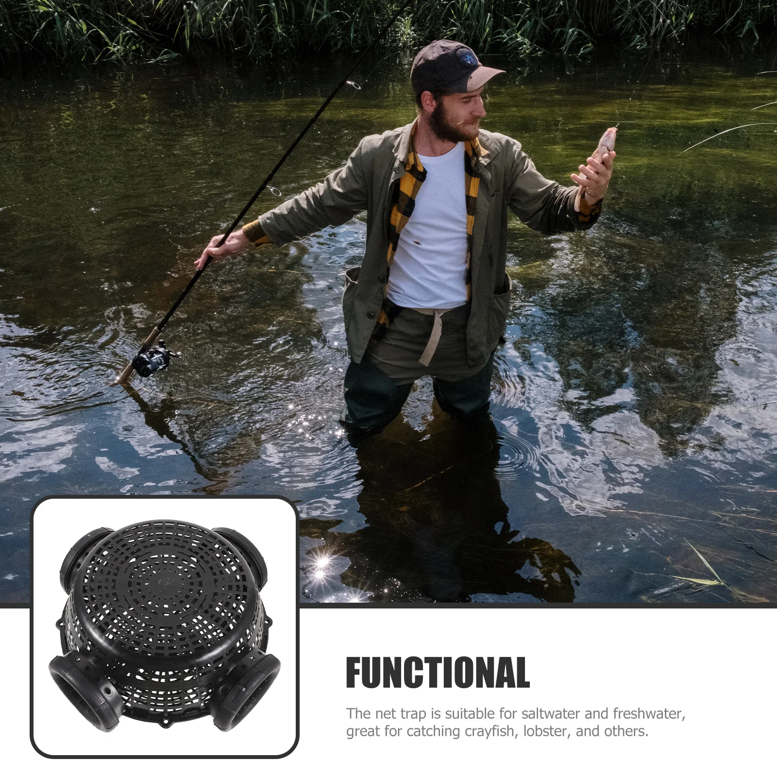 

Fishing Trap Cage Shrimp Crawfish Crab Lobster Minnow Durable Compact Portable Fresh Saltwater Fishing Supplies