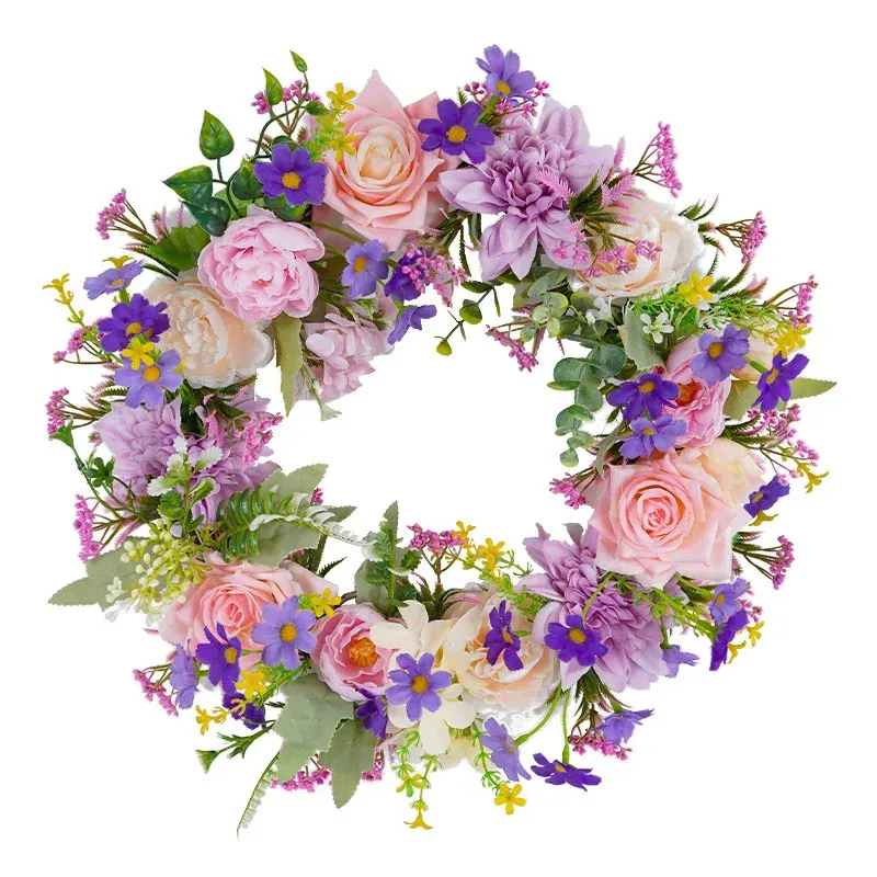 

New Artificial Flower Wreath Summer Floral Wreaths for Front Door Elegant Decor