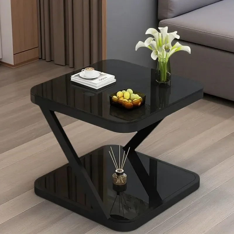 Living room light luxury square sofa bedroom small apartment small table coffee table modern mini simple tempered glass