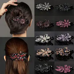 New Shiny Rhinestone Hairpin Flower Leaf Duckbill Hair Claws Retro Hair Clips Accessories For Women Shinning Ponytail Headwear