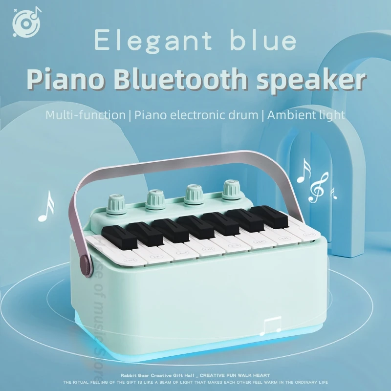 Bluetooth Speakers Electronic Drum Piano Wireless Music Playback Portable Multifunctional Atmosphere Lamp Desktop Creative Sound