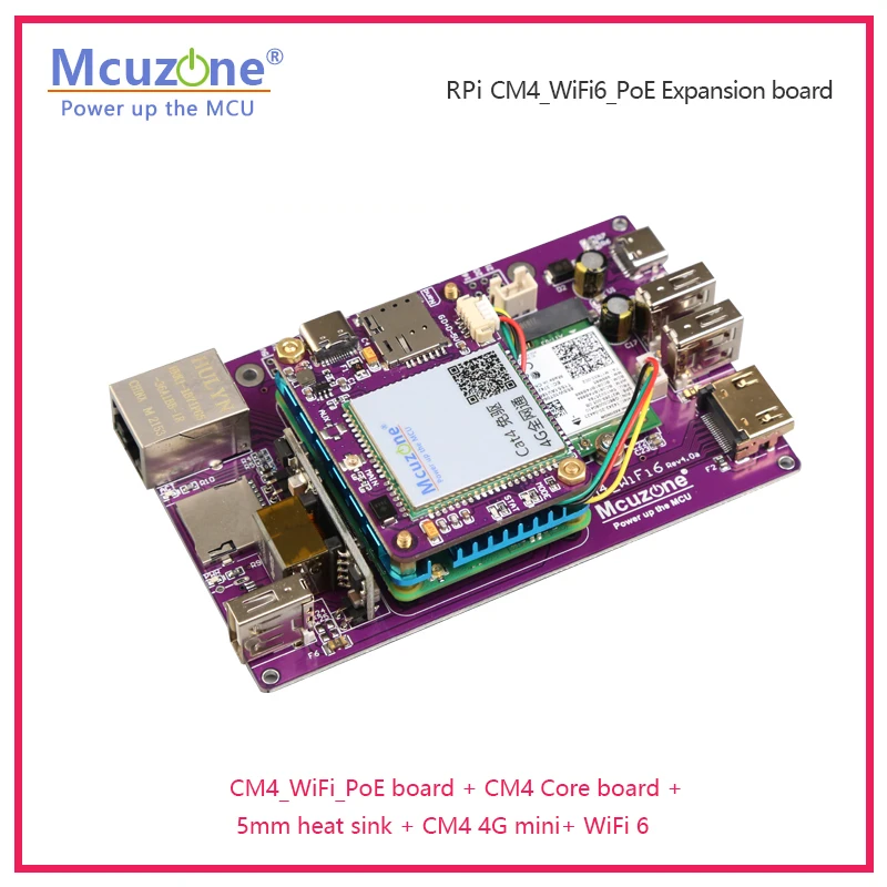 CM4_wifi6_PoE expansion board PCIE M.2 intel AX200 AX210 bluetooth HDMI CSI1 USB-C 4G Wi-Fi6E case router