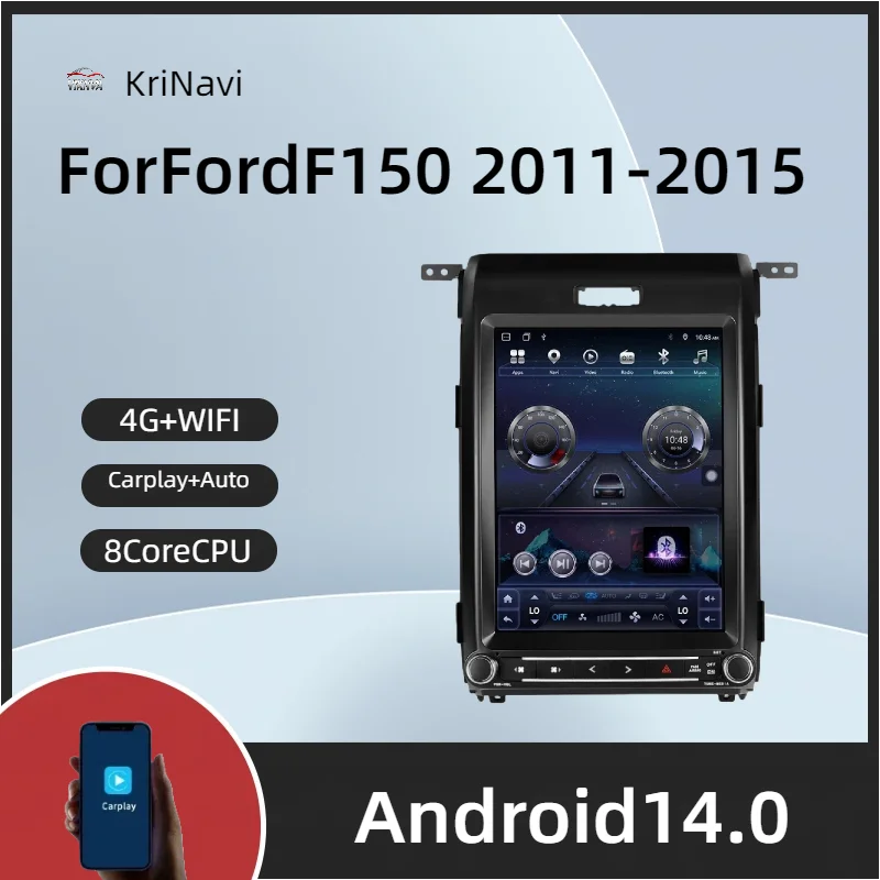 

Автомобильный радиоприемник для Ford F150 2009-2014, вертикальный экран, Carplay Navigator, мультимедийный видеоплеер, авто Android12 5G, WIFI, GPS, головное устройство