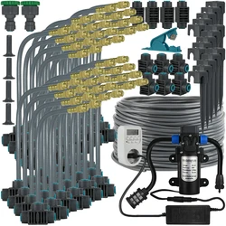 曲げ可能なガーデン散水システム、自己減衰ポンプ、タイマー360 ° 、ミスト真ちゅう製冷却スプリンクラー、ドリップ灌漑キット、盆栽ポット、5m-30m