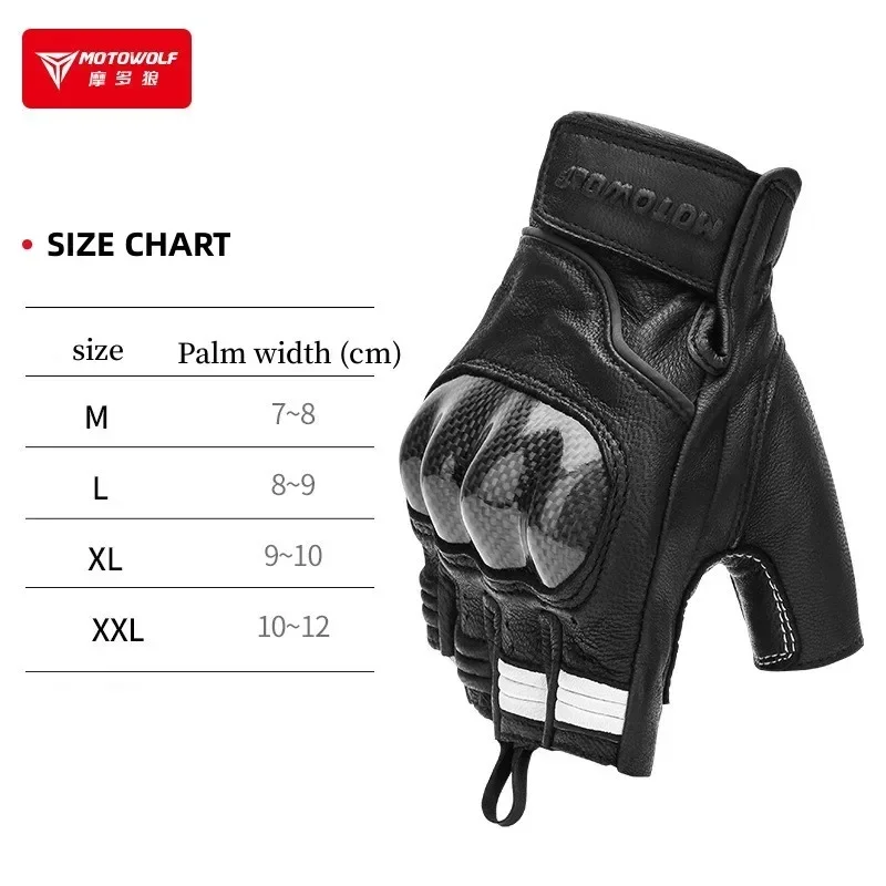 Summer Motorcycle Gloves Fingerless Leather Motowolf Motocross Glove Half Finger Retro Biker Half Gloves Men Women For Riding gp