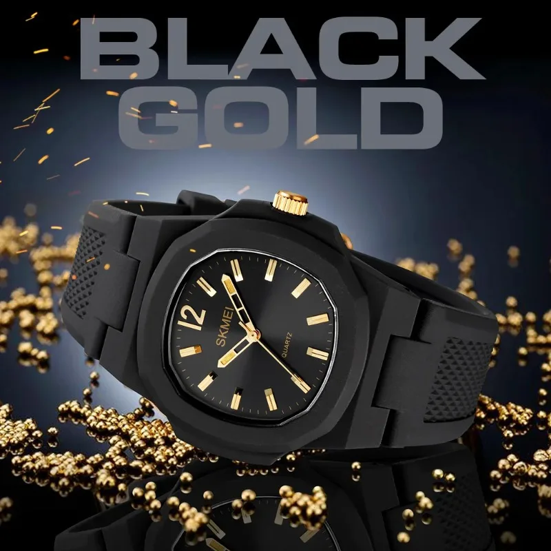 นาฬิกาข้อมือผู้ชายแฟชั่นสปอร์ต นาฬิกาควอตซ์ลำลองกันน้ำสำหรับผู้ชาย