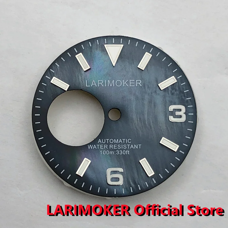 LARIMOKER 29MM Gray White Orange Green Luminous Hollow NH38 Dial fit 3/3.8 o 'clock NH38A Case