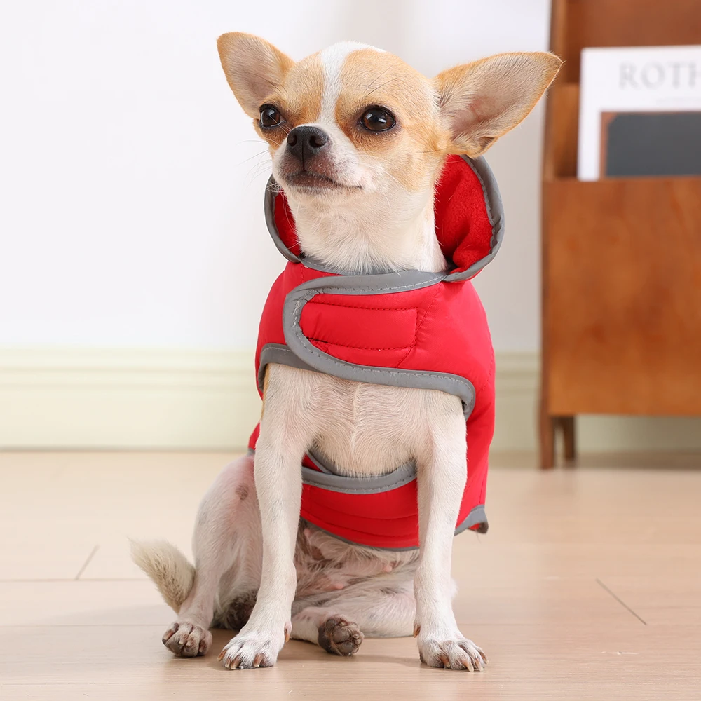 Wintermantel für Haustiere, wendbar, winddicht, Hundejacke für kleine und mittelgroße Hunde und Katzen, reflektierende Sicherheitskleidung für Welpen und Chihuahuas für den Außenbereich. – Detail 14