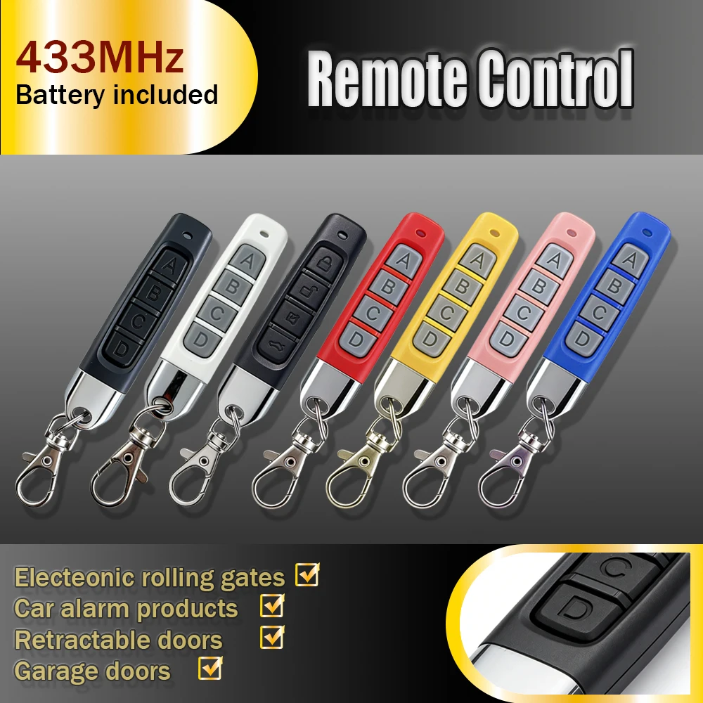 2PCS 433MHz Remote Transmitter Electric Garage Door Opener Controller Key Fob For Gate Access System