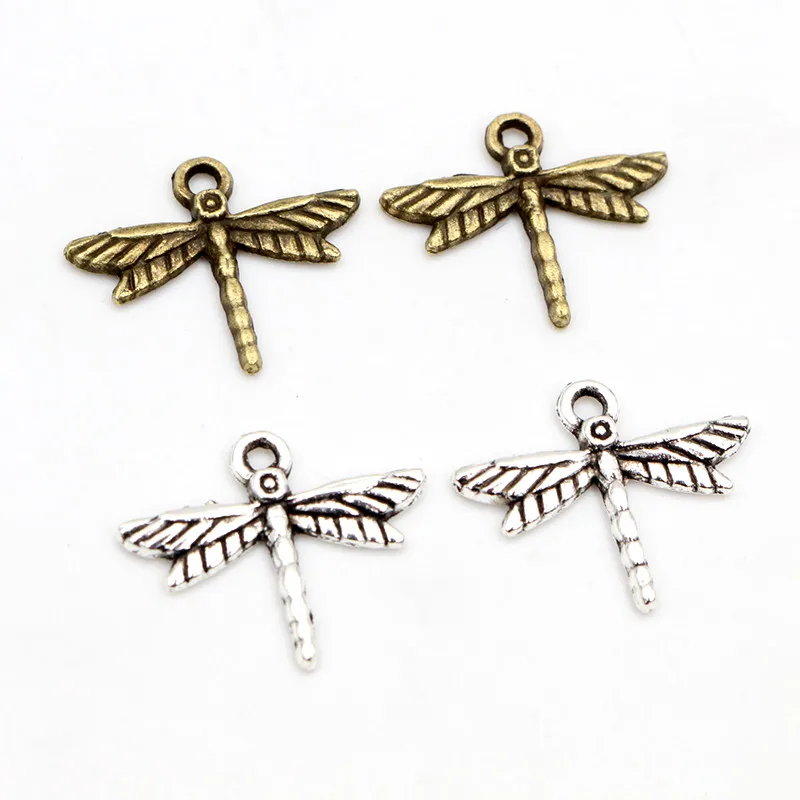 Antique Silver Plated Bronze Plated Dragonfly Butterfly Bird Handmade Charms Pendant DIY for bracelet necklace