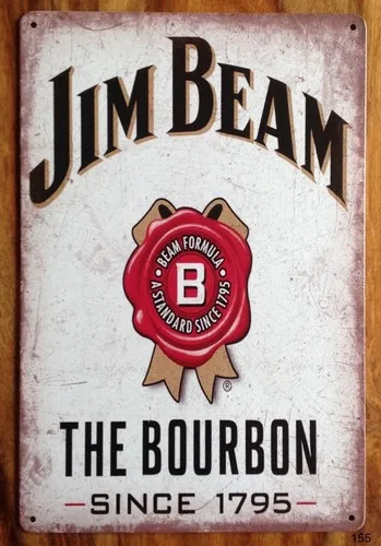 RETRO STYLE METAL WALL SIGN PLAQUE JIM BEAM KENTUCKY BOURBON WHISKEY --Tin Sign