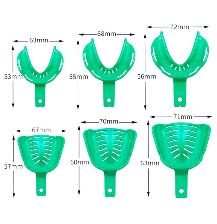 

6 шт./компл., палетка для оттисков для стоматологии, термоформованный материал S/M/L для полости рта, полный съемный лабораторный инструмент для протезов