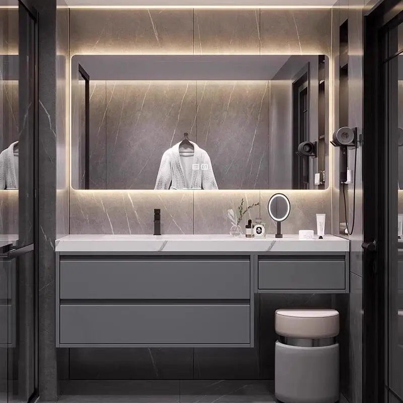 

Легкий роскошный шкаф для ванной из сланца, комбинированный шкаф-комод, тумба под унитаз с раковиной и туалетным столиком.