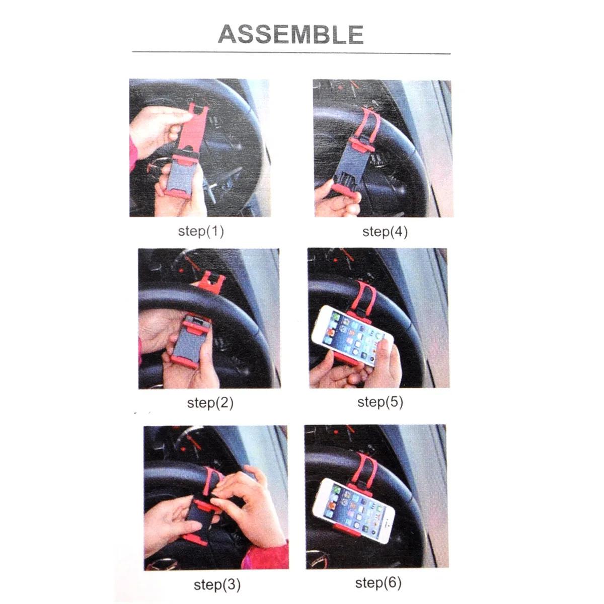 

Car Steering Wheel Phone Holder Mount Adjustable to 82Mm Fits 5.5 Inch Phones with Elastic Band Scratch-Resistant Safe