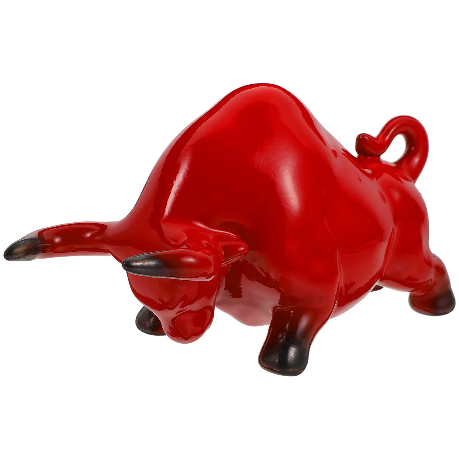 

1 шт., красное керамическое украшение в виде быка, практичное украшение для чая, домашнего офиса, сада, домашний офис, изысканное мастерство, декор для отображения быка