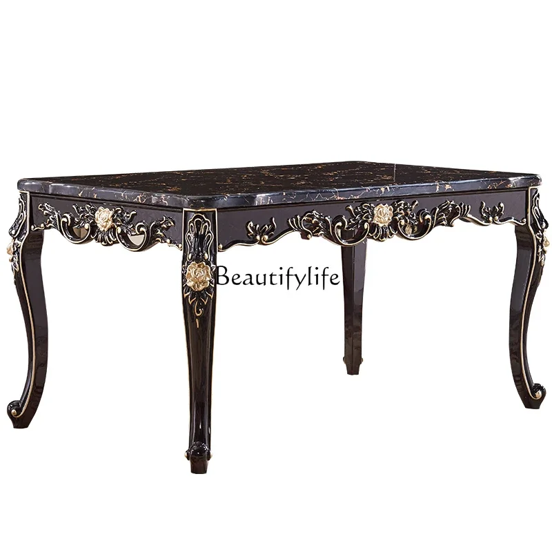 

FG44European solid wood dining table marble rectangular American light luxury dining table