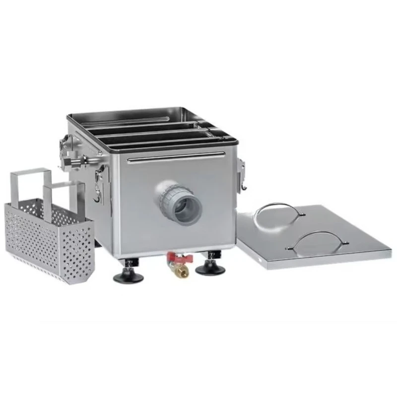 Commercial stainless steel detachable oil-water separator with bracket, grease collector for kitchen sink