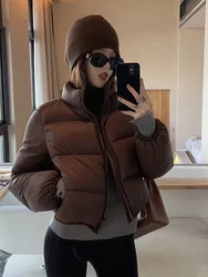 Veste Parka Courte en Coton pour Femme, Manteau Chaud à Fermeture Éclair, Style Optique Solide, Coupe-vent, Nouvelle Collection Automne Hiver 2023