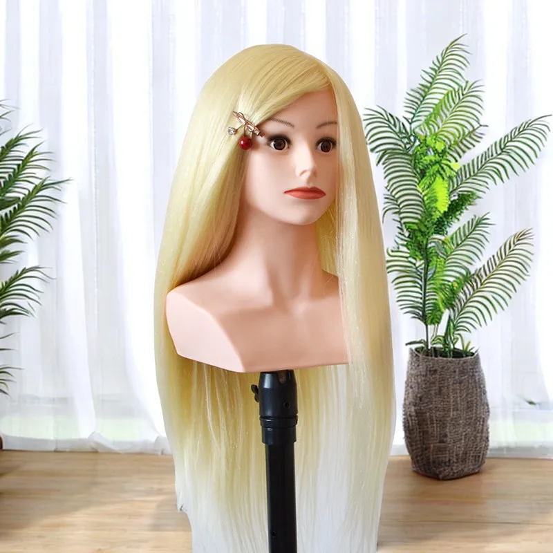 80%Real Human Hair Mannequin Head with Shoulder for Hair Hairdressing Cosmetology Dolls Head for Hairstyles Manikin Head