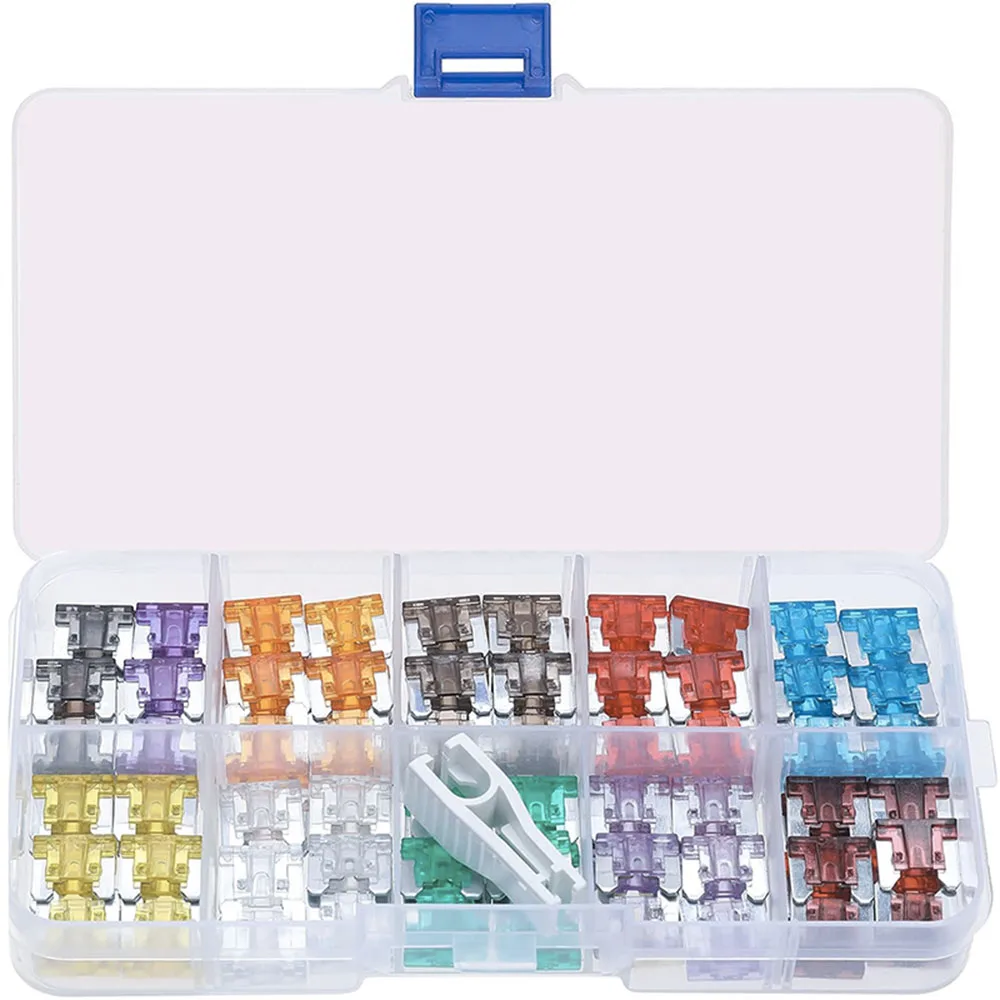 120 Stück Mikrosicherungen, Low-Profile-Mini-Sicherungsset, Mikrosicherungs-Sortiment (2 Ampere - 40 Ampere) + 1 Sicherungsauszieher – Detail 1