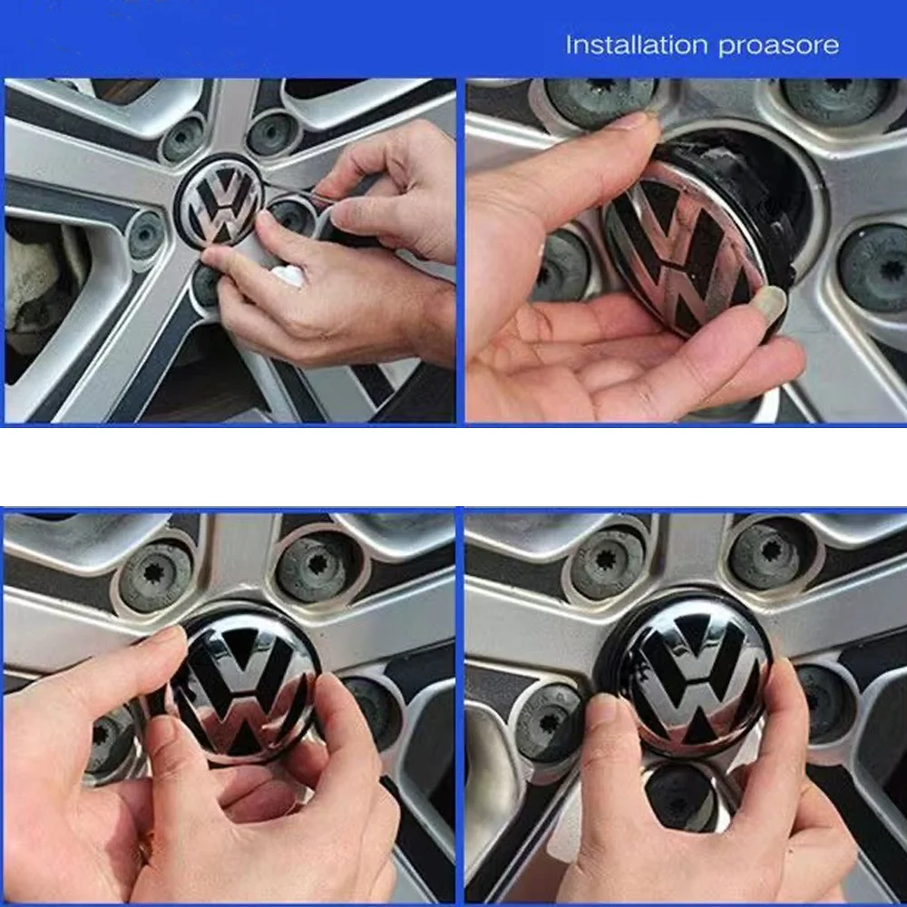 4pcs 55mm 56mm 65mm 70mm Car Styling Wheel Center Cap Hub Covers Badge Accessories For VW Volkswagen Golf Sharan Passat Tiguan