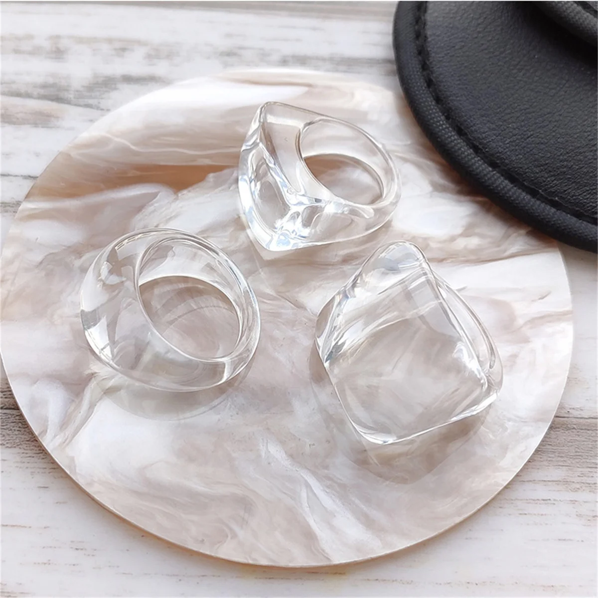 Spring Summer Transparent Acrylic Resin Ring for Women Clear Large Square Ring Wedding Bands Wholesale Bulk Y2k Rings Gifts Girl