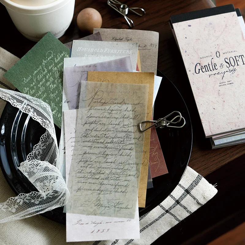 30-Piece Vintage Writable Background Paper Set, Retro Newspaper/Manuscript/Sheet Music Patterns, Ideal for Journaling