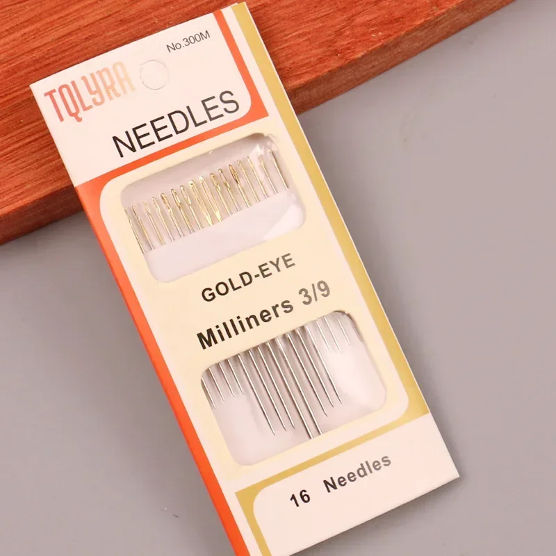 16pcs/set Tail Gold Plated Hand Sewing Needles Large Eye Thick Sewing Up Needle Embroidery Mending Quilt Hand Sewing Combination