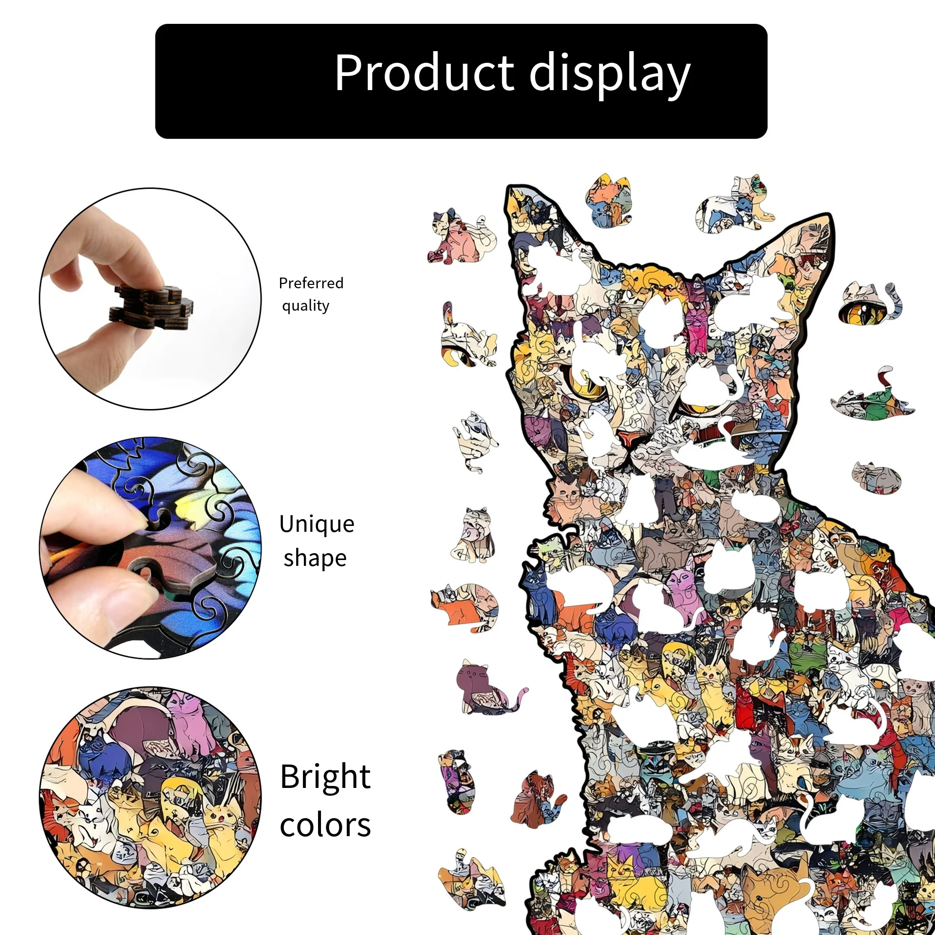 

Cat Wooden Puzzle-Irregular Shape Piggy Bank Jigsaw Toy,Popular Wooden Assembly Game, Stress Relief Decor&Gift for Kids & Adults