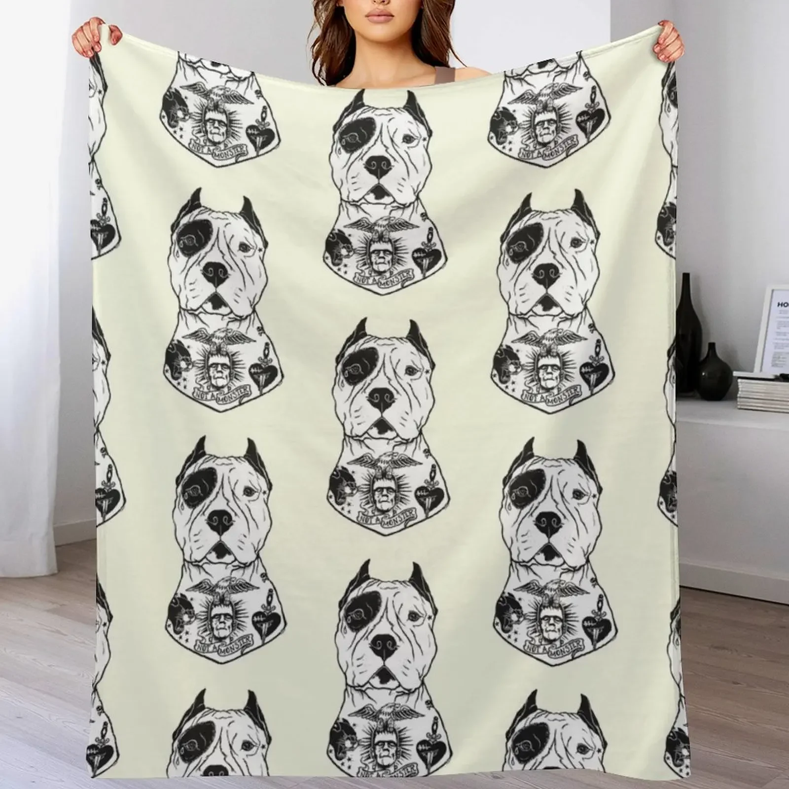 American Pitbull Tattooed Throw Blanket Blankets Sofas Of Decoration Moving Blankets