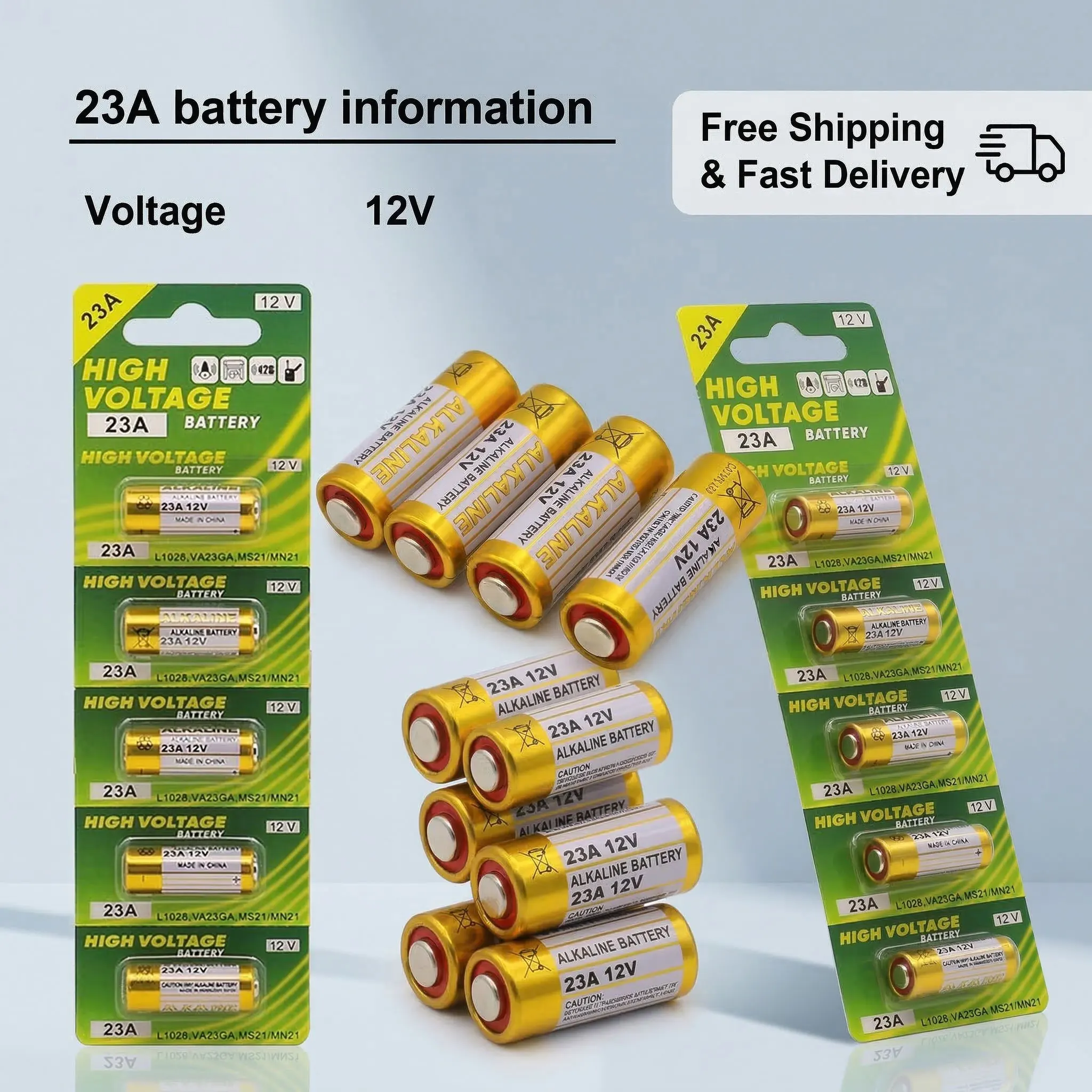 

12V 23A Battery Pack A23 A23S 23GA E23A EL12 MN21 V23GA GP23A LRV08 for Remote Control & Doorbell