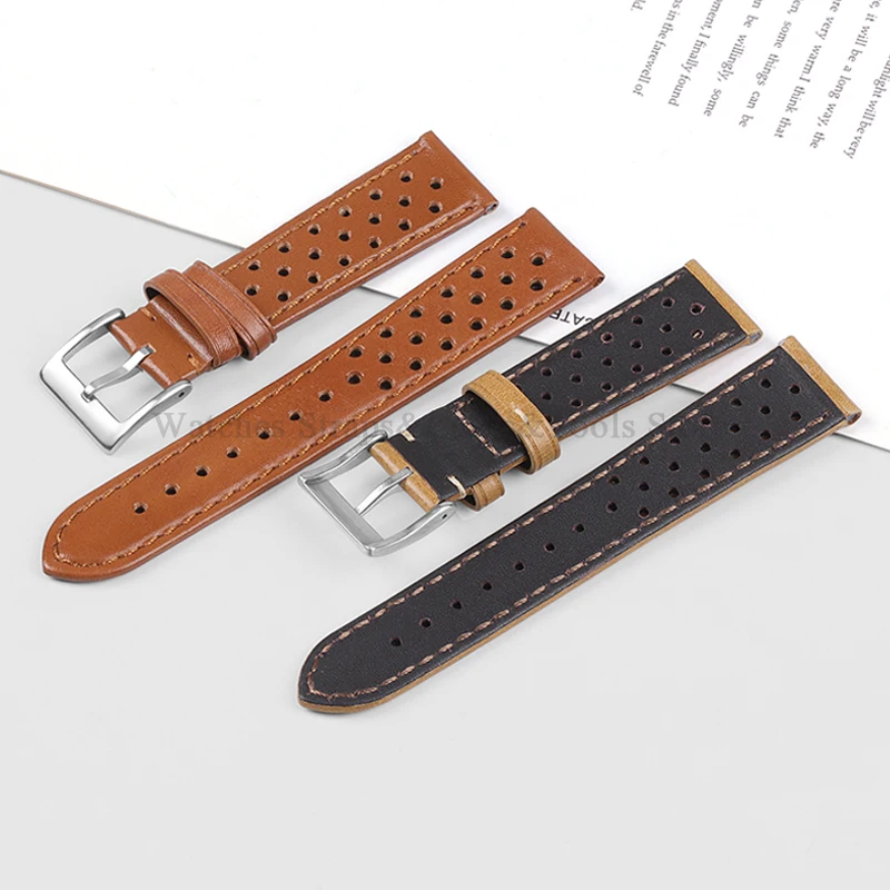 Genuine Cowhide Leather Strap 18mm 20mm 22mm Soft Breathable Handcrafted Belt for Amazfit GTS 3/2/2e Ventilated Design Bracelet