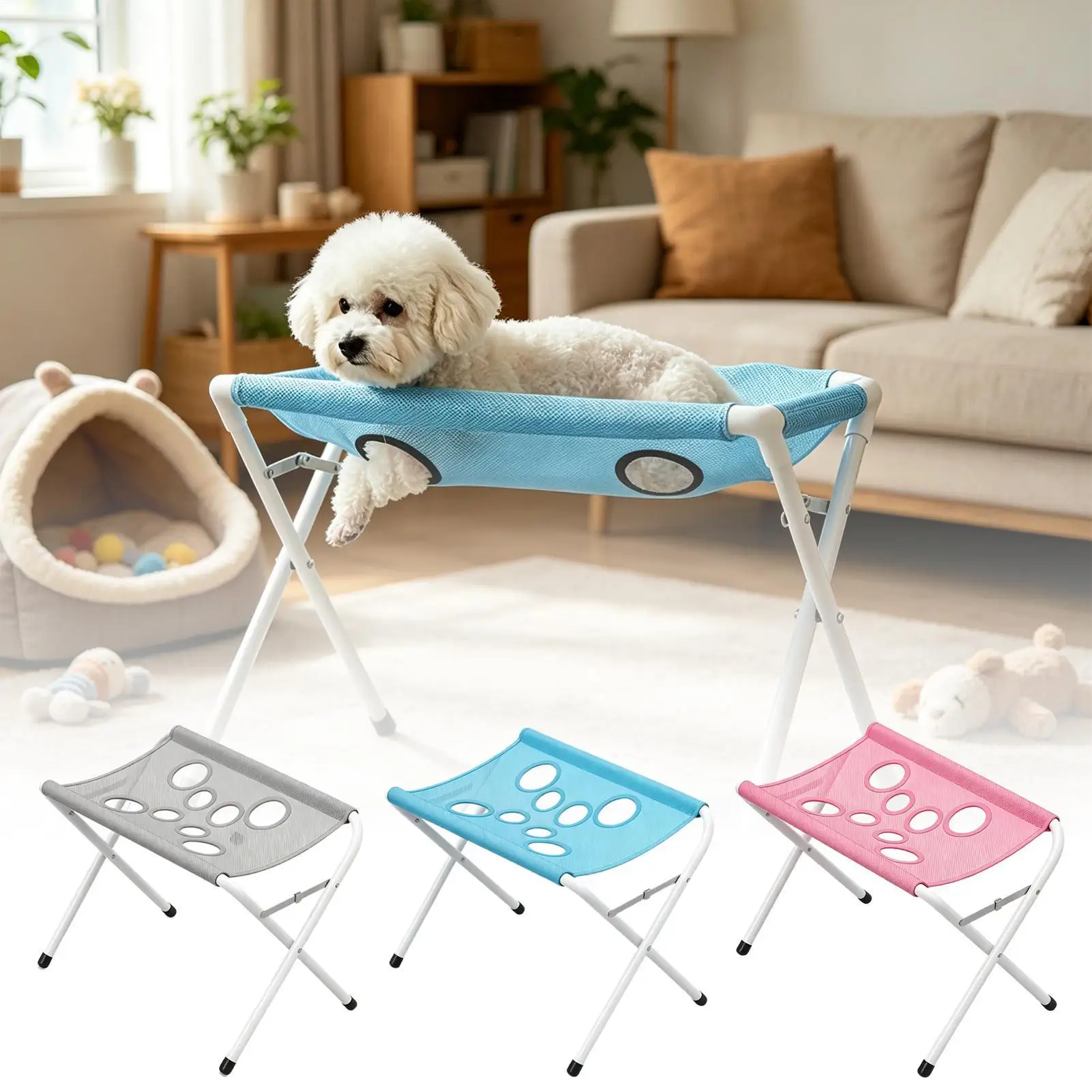 Dog Grooming Hammock Foldable Pet Paw Bathing Wash Hammock Stand for Dogs and Cats Mesh Bath Support for Nail Trimming Bathing