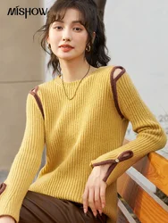 MISHOW Women's Knitted Pullover Sweater Bottoming Shirt 2023 Autumn Winter Long Sleeve Off Shoulder Slim Fit Lady Top MXC51Z0308