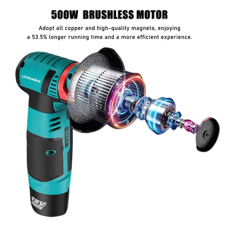 SHENHAOXU 12V Mini Angle Grinder Brushless Motor Cordless Polishing Grinding Machine Diamond Cutting Electric DIY Power Tools