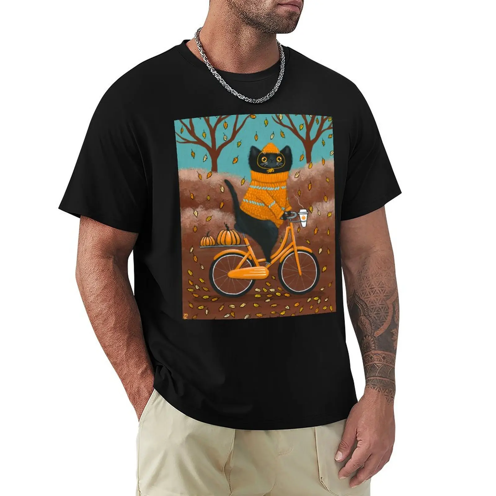 Sweater Weather Bicycle Ride T-Shirt Large Size Casual Short Sleeve Top