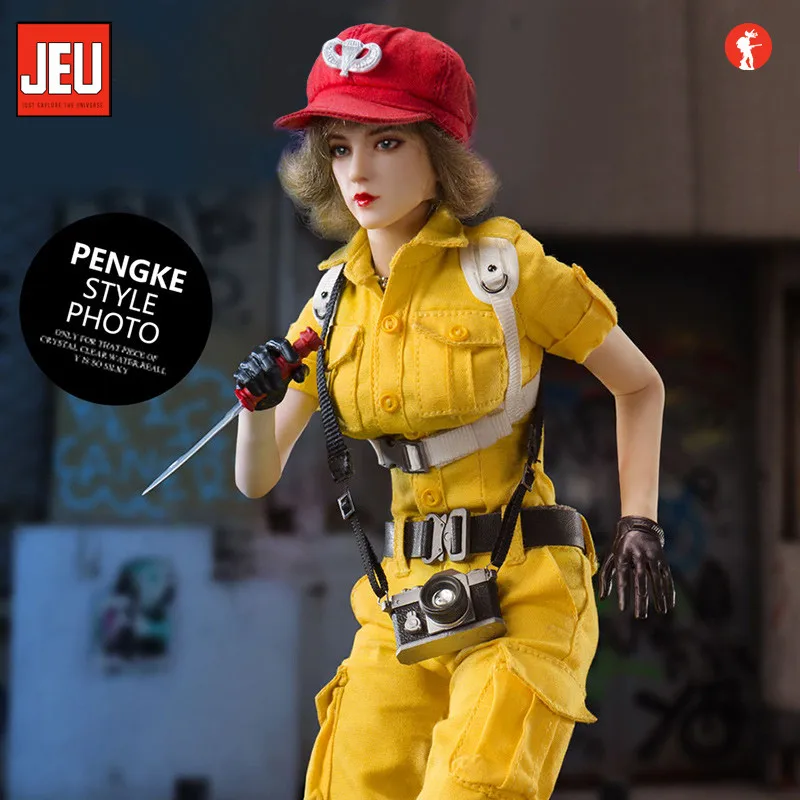 

Bbk Bbk012 1/6 Scale Female Soldier Action Figure Model Doll Toys With Yellow Workwear Jumpasuit Red Hat Gijoe Desk Decoration