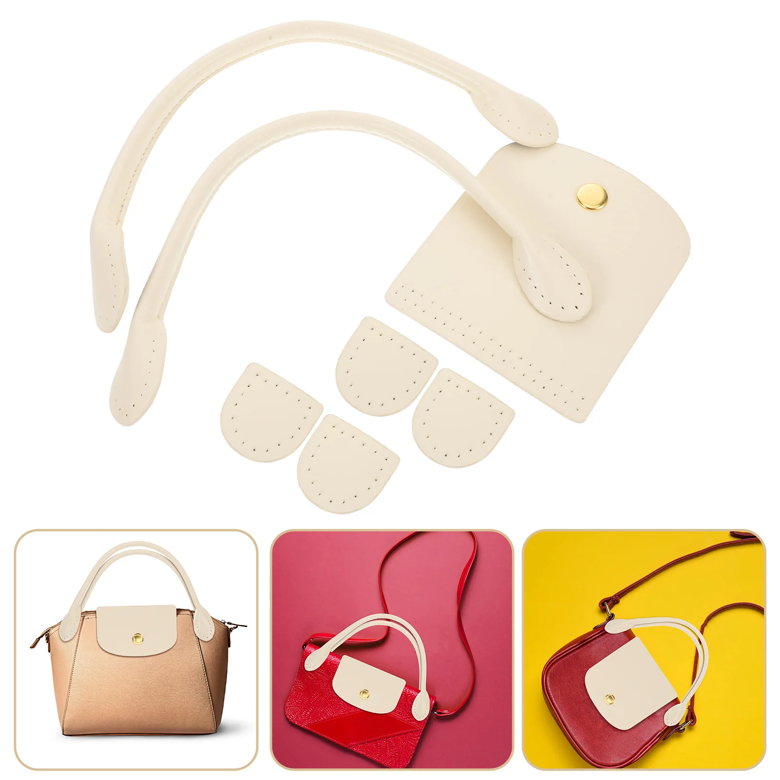 

1 set 1 Set Pu Bag Handles For Handbags Replacement Durable Faux Tote Making Supplies Bottom Shaper Pad Beige
