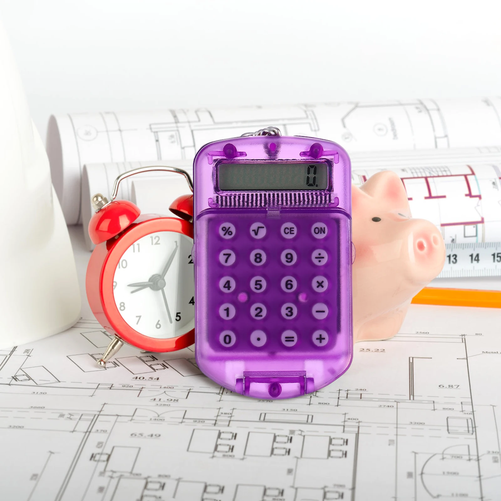 

3pcs Mini Calculator Keychain Tiny Keypad Wallet Ring Student Use Lightweight Small Size Clear Screen