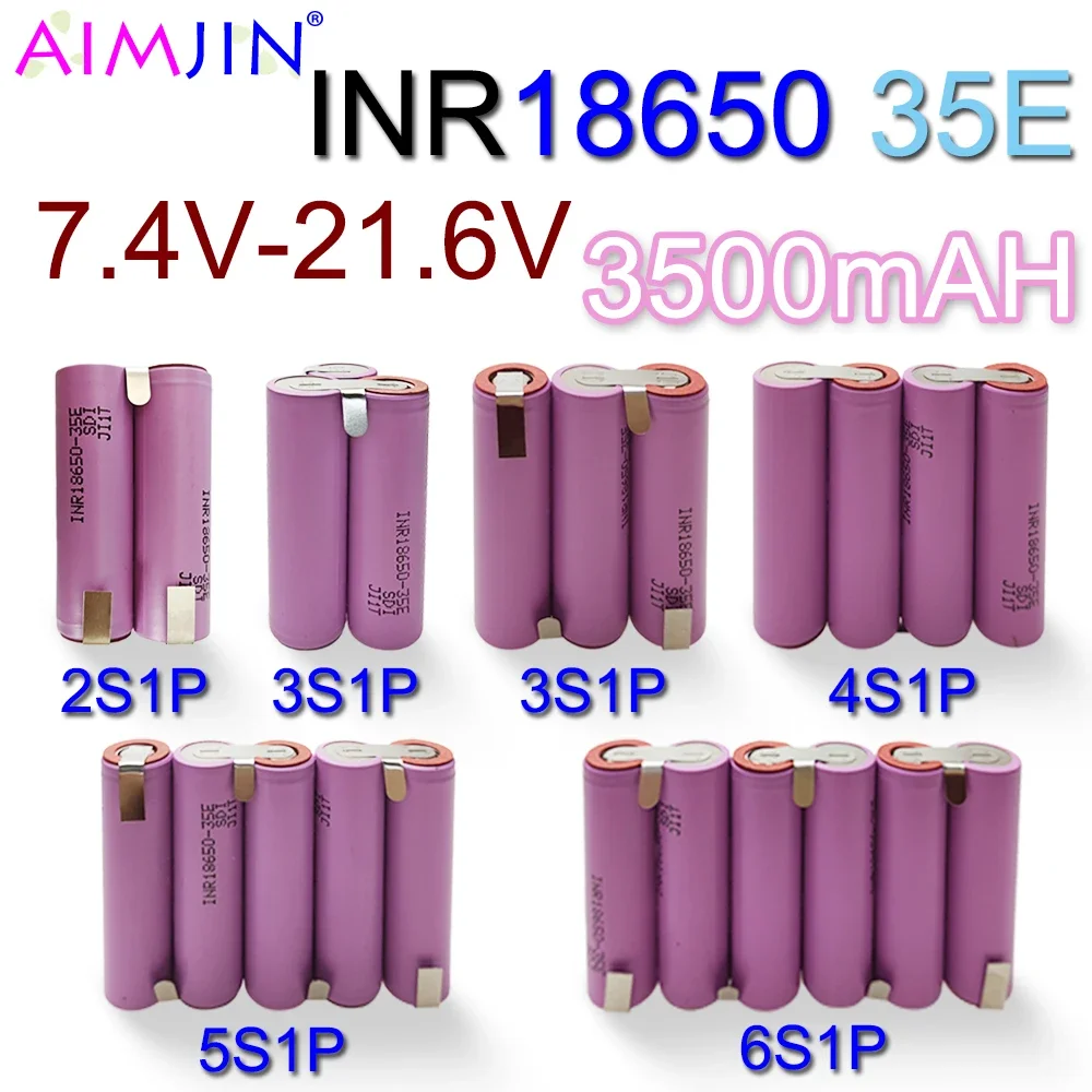 2S1P 3S1P 4S1P 5S1P 6S1P 18650 battery pack custom 18650 battery welding 3500mah battery pack 7.4V to 21.6V