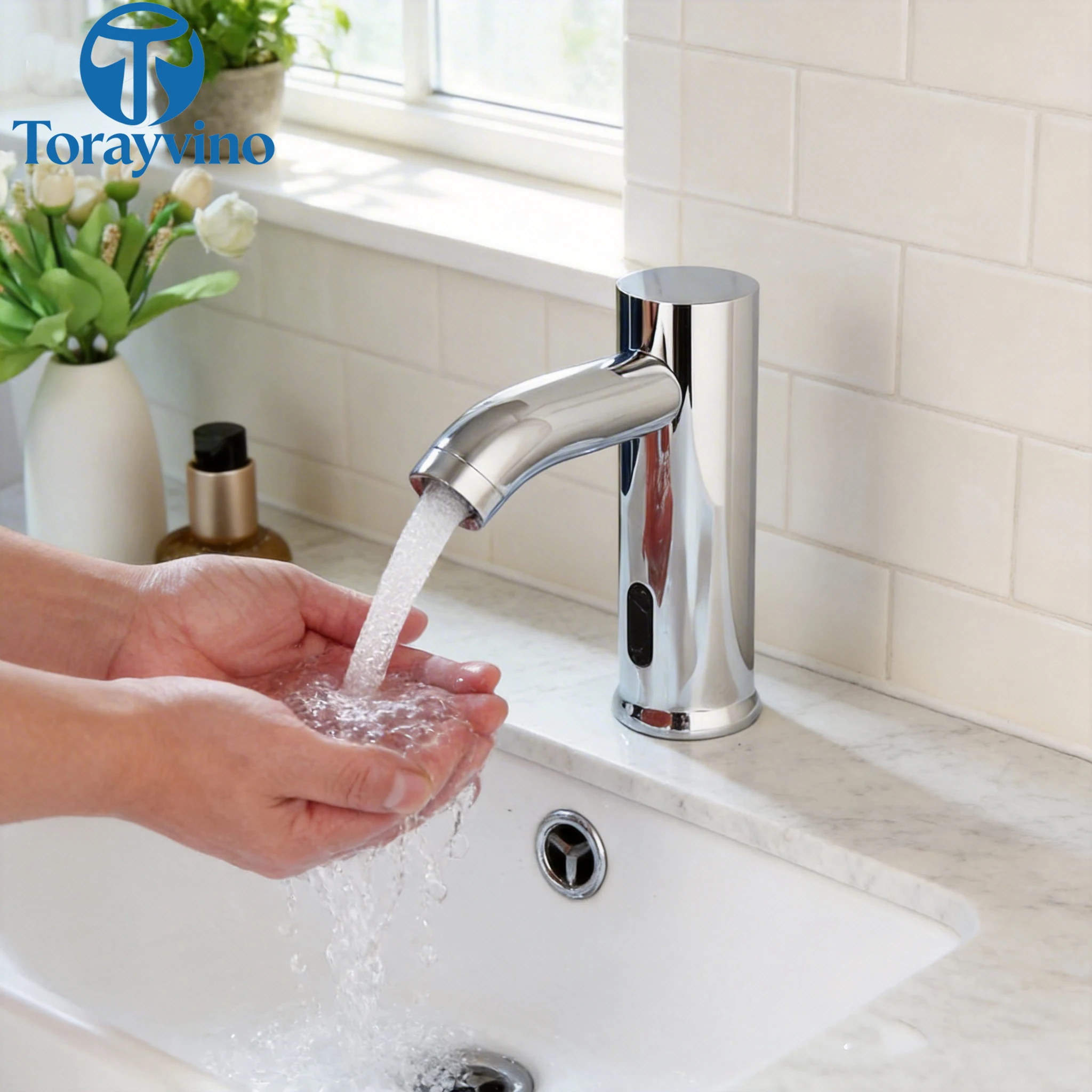 

Автоматические сенсорные смесители и раковины Torayvino: Умный черный смеситель для ванной комнаты с индукционным управлением, для горячей и холодной воды