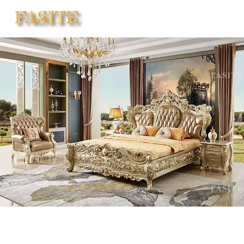 For King Size Bedroom Set European Style Antique Custom Furniture High Quality Fashion Hot Sale Home Decor