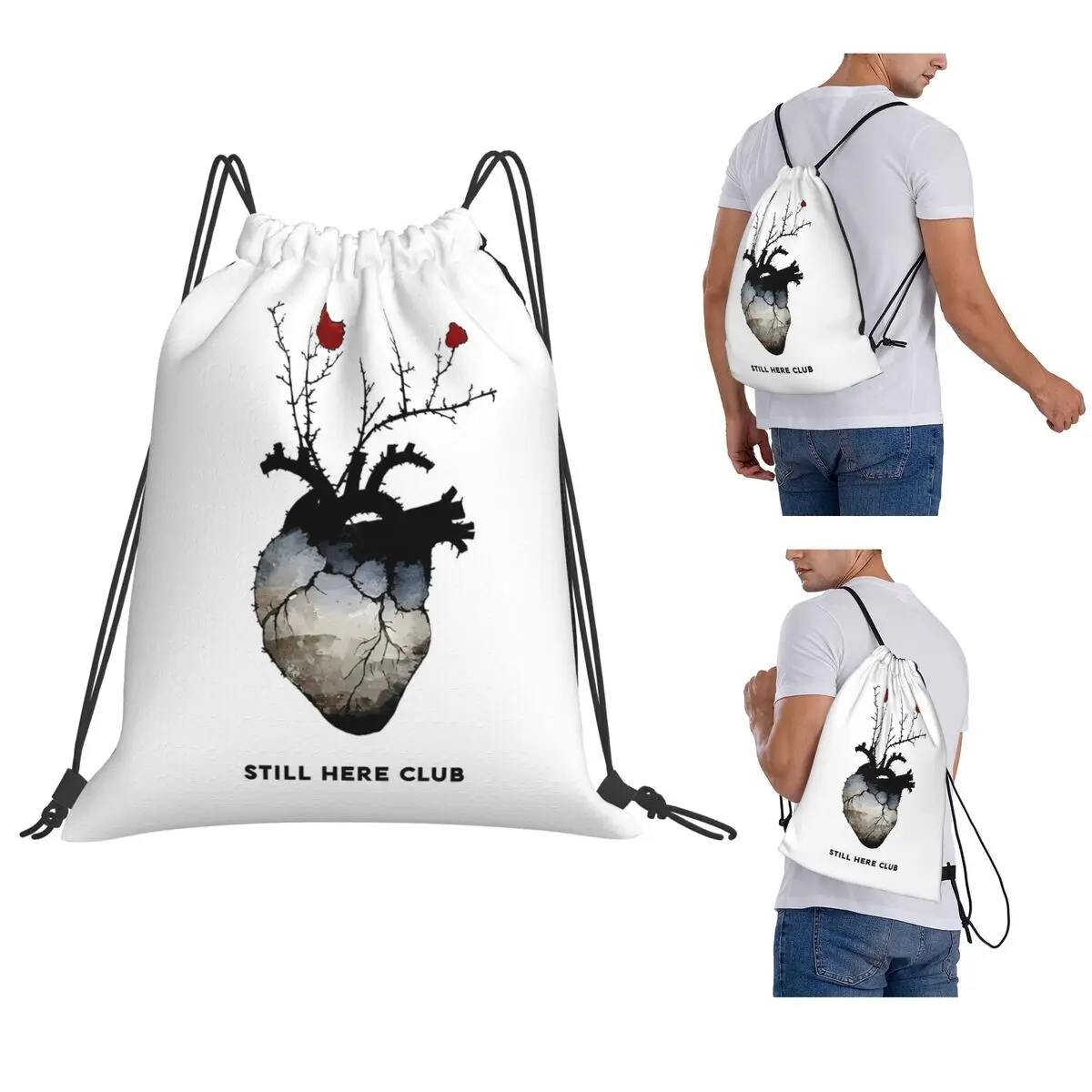 

Heart Health. Attack Survivor Backpacks Portable Drawstring Bundle Pocket Sundries Bag Book Bags for Man Woman School