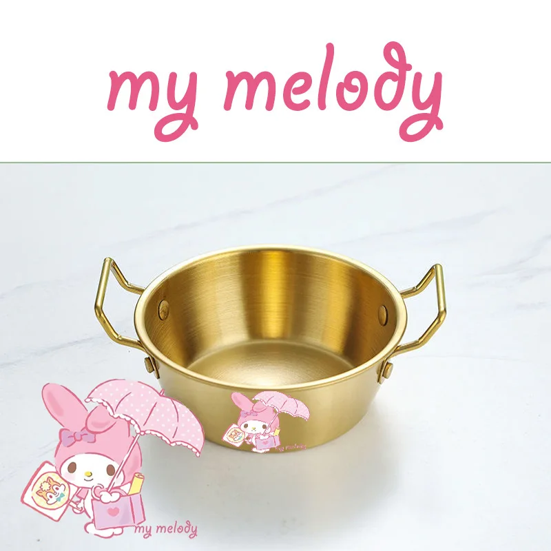 Periferiche Kawaii Sanrio Cinnamoroll Hello Kitty Pochacco Ciotola per noodle istantanei coreana in acciaio inossidabile 304 Ciotola a doppio orecchio
