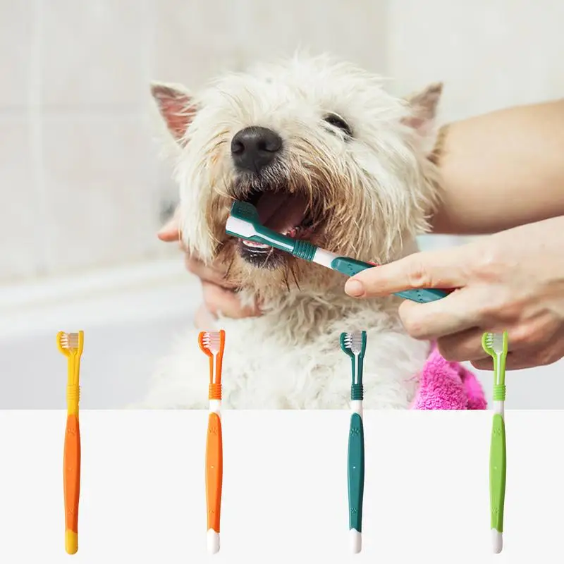 Three Sided Pet Toothbrush Soft Bristle catsToothbrush For Dogs And Cats Oral Cleaning Brush Care Products Tool